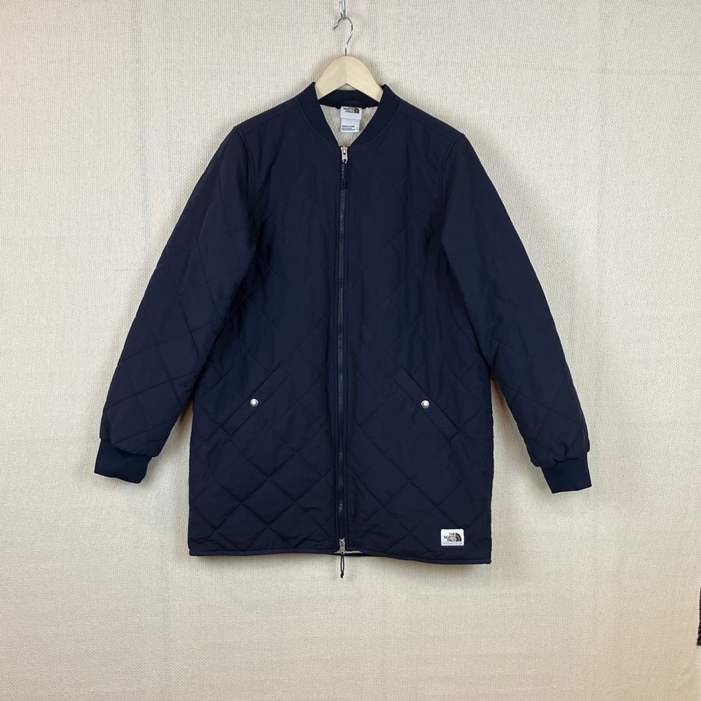 North Face Cuchillo Parka Jacket Navy Quilted Sherpa Fleece Lined